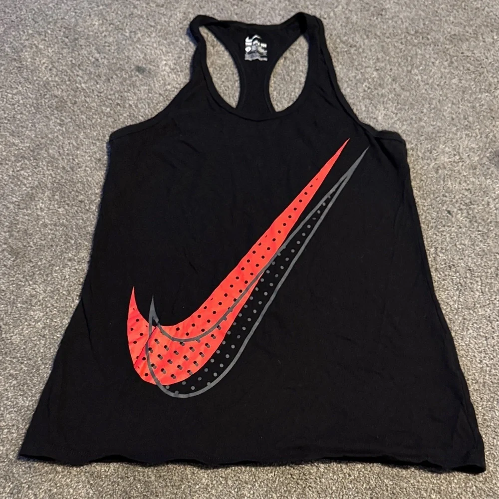 Nike Women's Black Tank Top with Red Swoosh